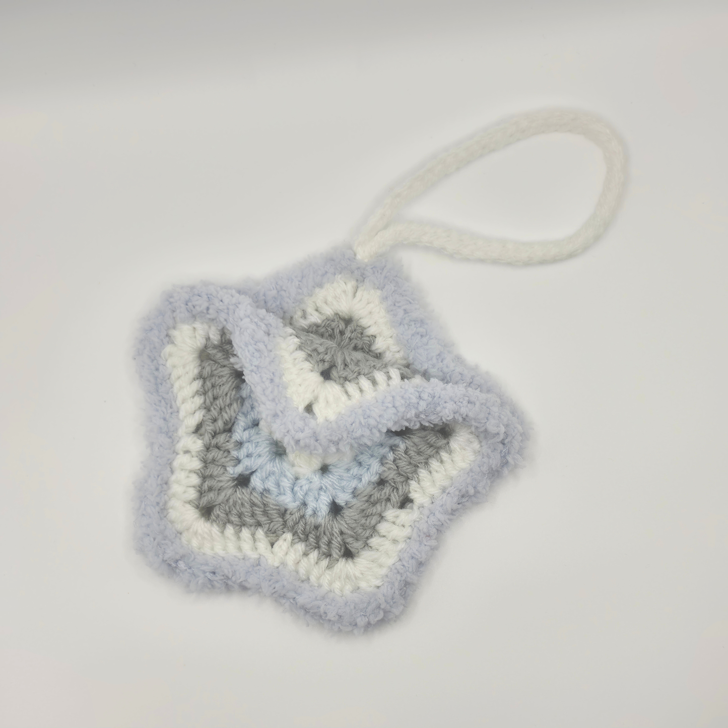 Fluffy Star Pouch | Blue, Grey & White