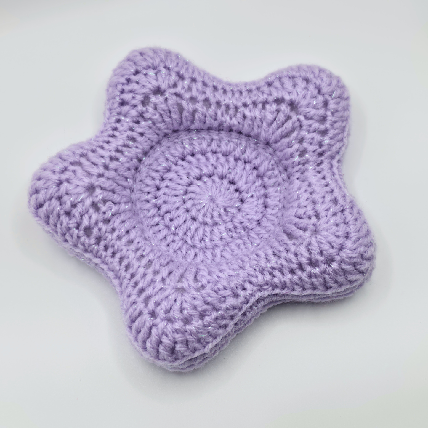 Puffy Plush Star Trinket Dish/Coaster | Sparkly Lilac