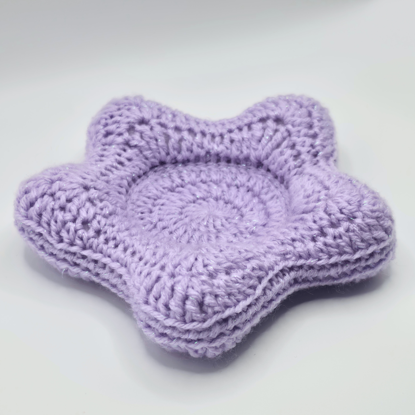 Puffy Plush Star Trinket Dish/Coaster | Sparkly Lilac
